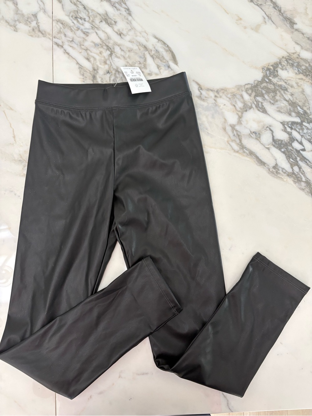 Crewcuts Black Faux Leather Leggings for Kids